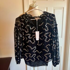 Rebecca Taylor Nuage Metallic Dot Blouse